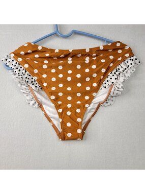 Minkpink M Sana Brief Bikini Bottoms Ruffle Daisy Print Orange Beach Resortcore